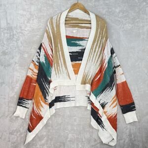 Kate Collection Shawl Wool Blnd Cardigan Southwestern Aztec Knit Rustic Chic